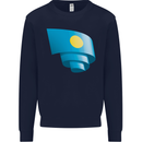 Curled Palau Flag Palauan Day Football Mens Sweatshirt Jumper Navy Blue