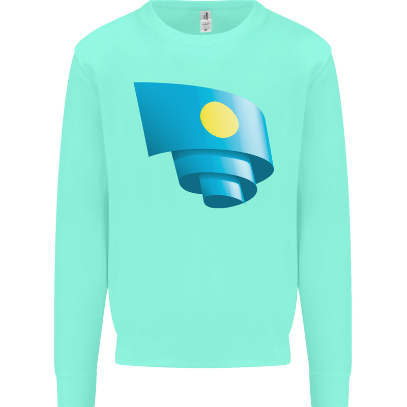 Curled Palau Flag Palauan Day Football Mens Sweatshirt Jumper Peppermint