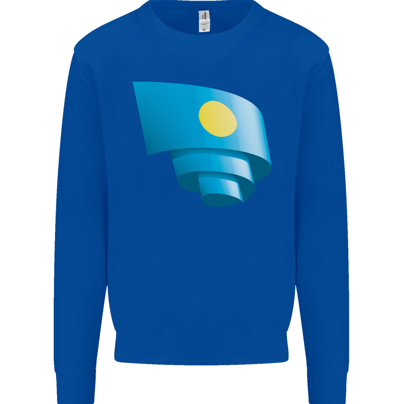 Curled Palau Flag Palauan Day Football Mens Sweatshirt Jumper Royal Blue
