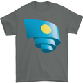 Curled Palau Flag Palauan Day Football Mens T-Shirt 100% Cotton Charcoal
