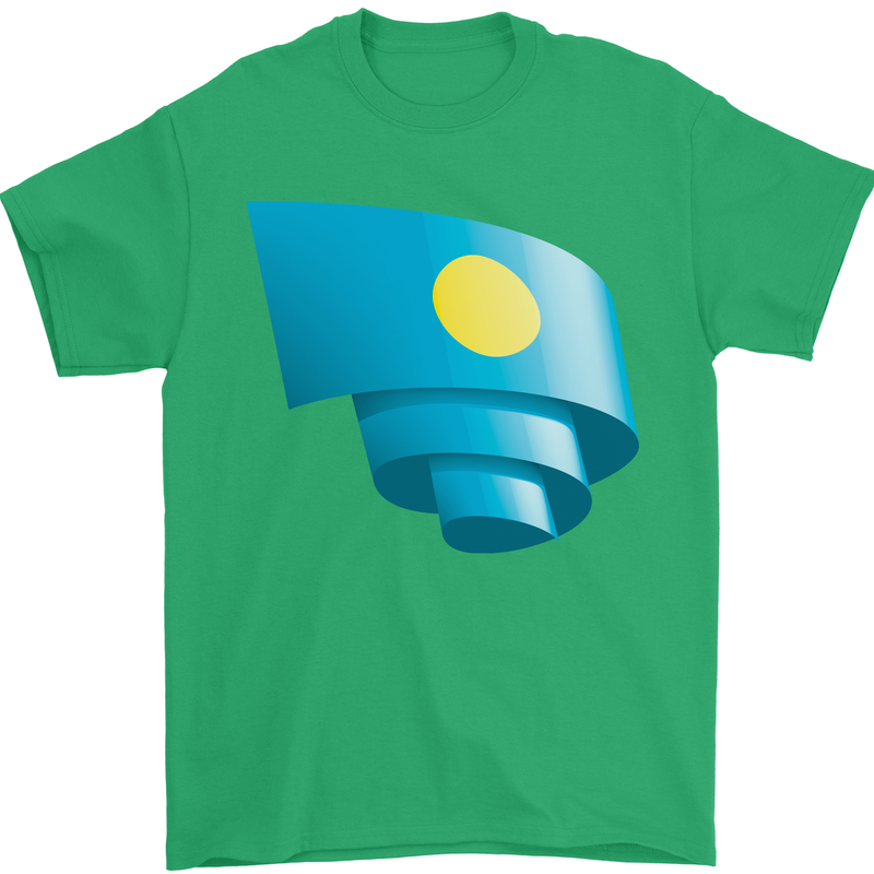 Curled Palau Flag Palauan Day Football Mens T-Shirt 100% Cotton Irish Green