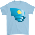 Curled Palau Flag Palauan Day Football Mens T-Shirt 100% Cotton Light Blue