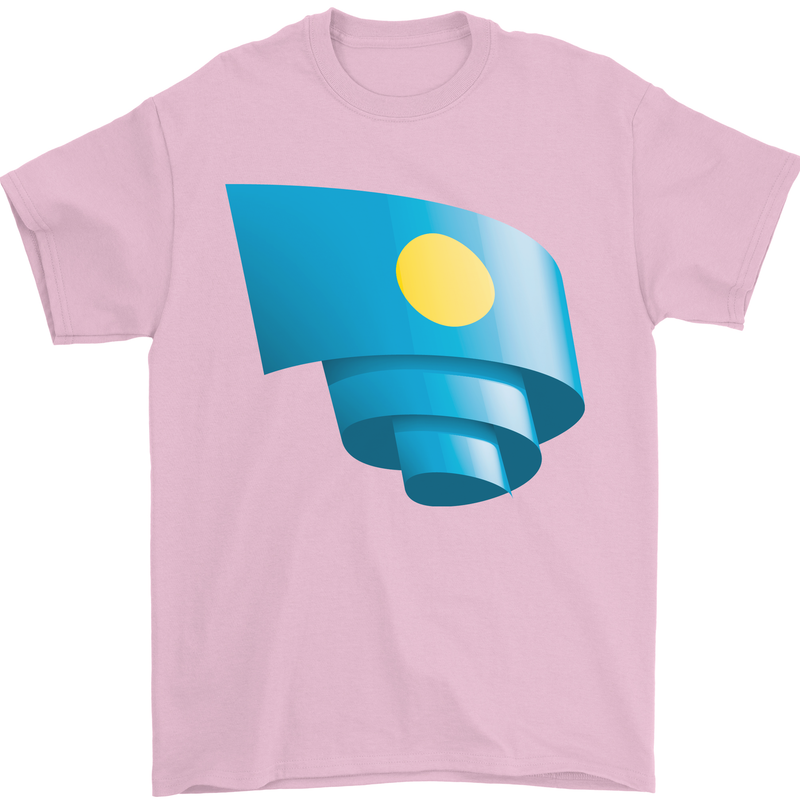 Curled Palau Flag Palauan Day Football Mens T-Shirt 100% Cotton Light Pink