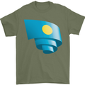 Curled Palau Flag Palauan Day Football Mens T-Shirt 100% Cotton Military Green