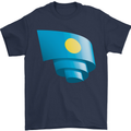 Curled Palau Flag Palauan Day Football Mens T-Shirt 100% Cotton Navy Blue
