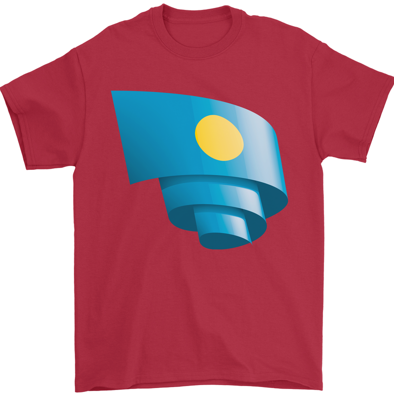 Curled Palau Flag Palauan Day Football Mens T-Shirt 100% Cotton Red