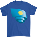 Curled Palau Flag Palauan Day Football Mens T-Shirt 100% Cotton Royal Blue