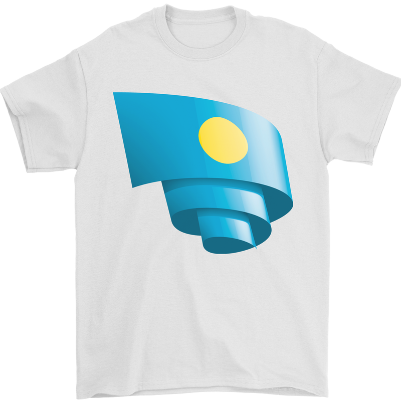 Curled Palau Flag Palauan Day Football Mens T-Shirt 100% Cotton White