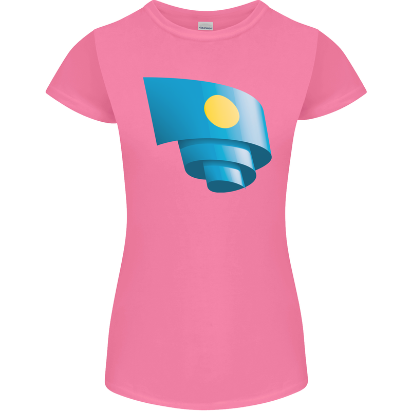 Curled Palau Flag Palauan Day Football Womens Petite Cut T-Shirt Azalea