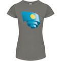 Curled Palau Flag Palauan Day Football Womens Petite Cut T-Shirt Charcoal