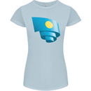 Curled Palau Flag Palauan Day Football Womens Petite Cut T-Shirt Light Blue