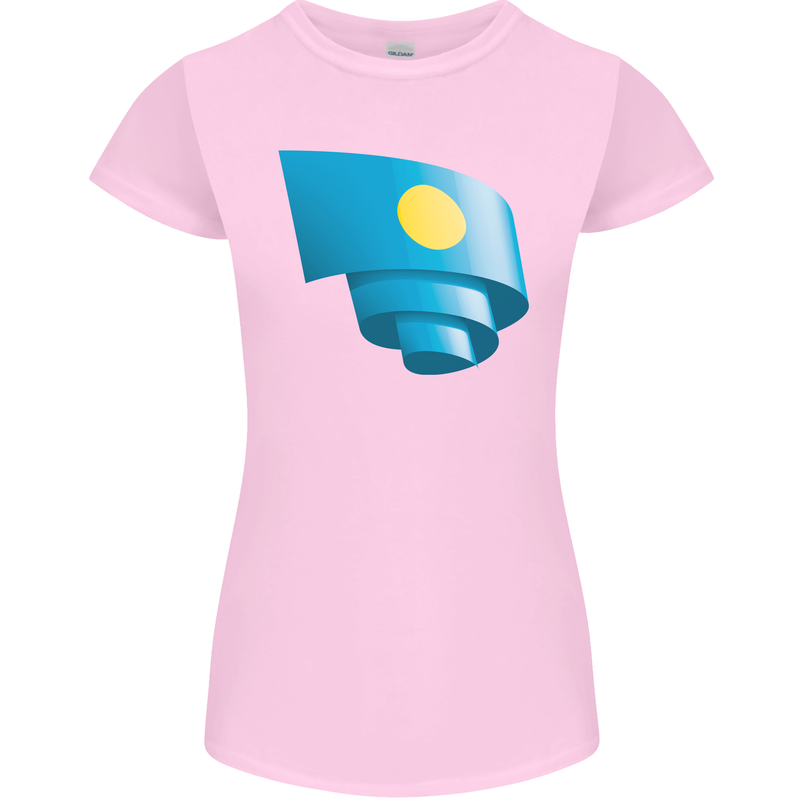 Curled Palau Flag Palauan Day Football Womens Petite Cut T-Shirt Light Pink
