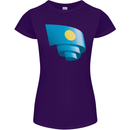 Curled Palau Flag Palauan Day Football Womens Petite Cut T-Shirt Purple
