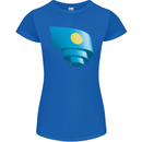 Curled Palau Flag Palauan Day Football Womens Petite Cut T-Shirt Royal Blue