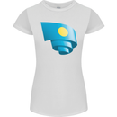 Curled Palau Flag Palauan Day Football Womens Petite Cut T-Shirt White