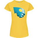 Curled Palau Flag Palauan Day Football Womens Petite Cut T-Shirt Yellow