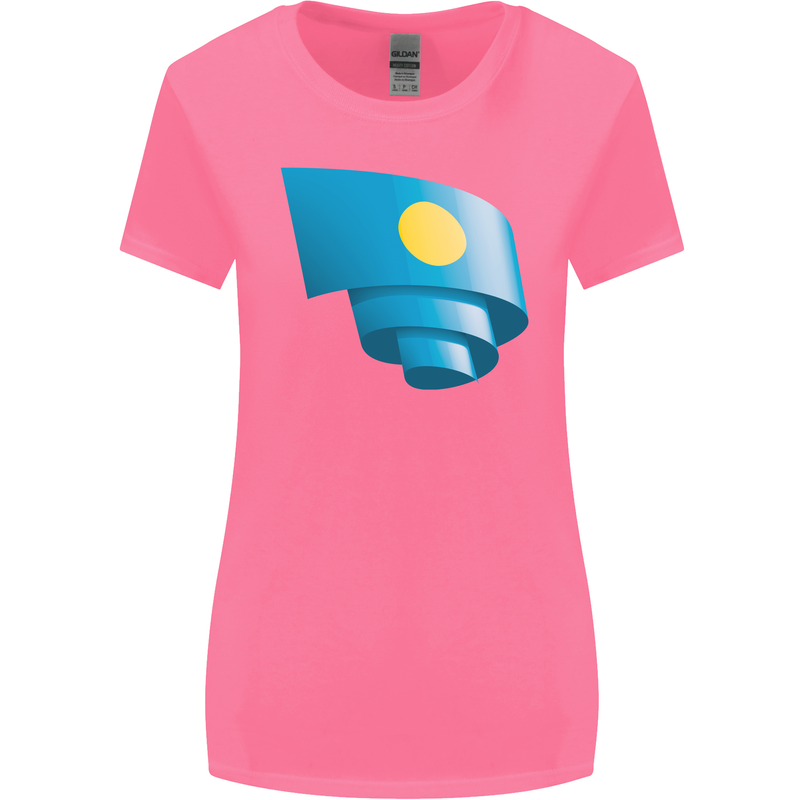Curled Palau Flag Palauan Day Football Womens Wider Cut T-Shirt Azalea