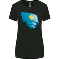 Curled Palau Flag Palauan Day Football Womens Wider Cut T-Shirt Black