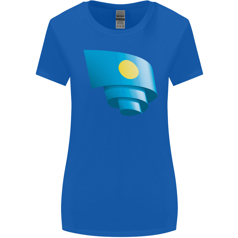 Curled Palau Flag Palauan Day Football Womens Wider Cut T-Shirt Royal Blue