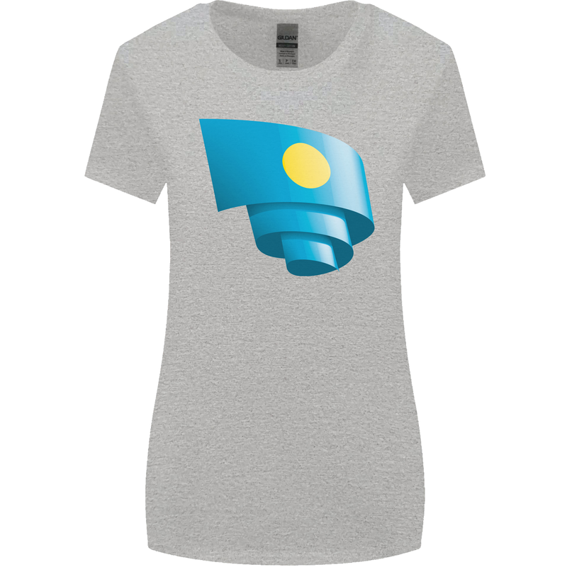 Curled Palau Flag Palauan Day Football Womens Wider Cut T-Shirt Sports Grey