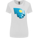 Curled Palau Flag Palauan Day Football Womens Wider Cut T-Shirt White
