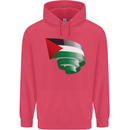 Curled Palestine Flag Palestinian Day Football Childrens Kids Hoodie Heliconia