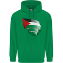 Curled Palestine Flag Palestinian Day Football Childrens Kids Hoodie Irish Green