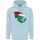 Curled Palestine Flag Palestinian Day Football Childrens Kids Hoodie Light Blue