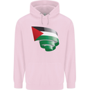 Curled Palestine Flag Palestinian Day Football Childrens Kids Hoodie Light Pink