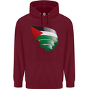 Curled Palestine Flag Palestinian Day Football Childrens Kids Hoodie Maroon