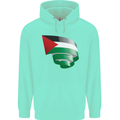 Curled Palestine Flag Palestinian Day Football Childrens Kids Hoodie Peppermint