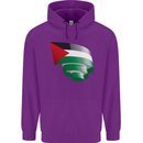 Curled Palestine Flag Palestinian Day Football Childrens Kids Hoodie Purple