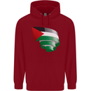 Curled Palestine Flag Palestinian Day Football Childrens Kids Hoodie Red