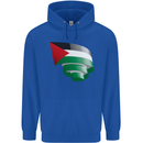 Curled Palestine Flag Palestinian Day Football Childrens Kids Hoodie Royal Blue