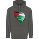 Curled Palestine Flag Palestinian Day Football Childrens Kids Hoodie Storm Grey