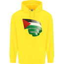 Curled Palestine Flag Palestinian Day Football Childrens Kids Hoodie Yellow