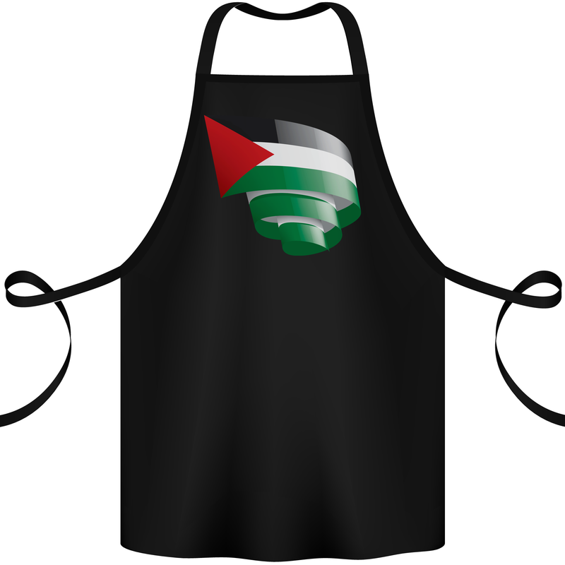 Curled Palestine Flag Palestinian Day Football Cotton Apron 100% Organic Black
