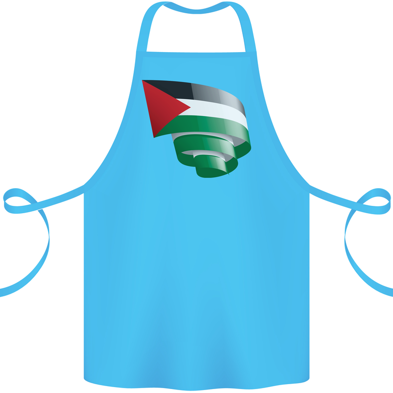 Curled Palestine Flag Palestinian Day Football Cotton Apron 100% Organic Turquoise