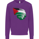 Curled Palestine Flag Palestinian Day Football Kids Sweatshirt Jumper Purple
