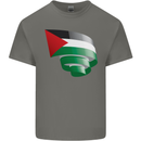 Curled Palestine Flag Palestinian Day Football Kids T-Shirt Childrens Charcoal