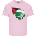 Curled Palestine Flag Palestinian Day Football Kids T-Shirt Childrens Light Pink