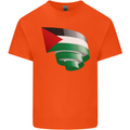Curled Palestine Flag Palestinian Day Football Kids T-Shirt Childrens Orange