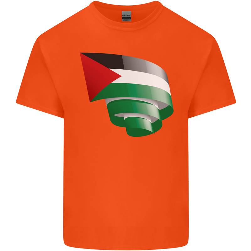 Curled Palestine Flag Palestinian Day Football Kids T-Shirt Childrens Orange
