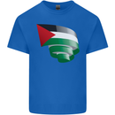 Curled Palestine Flag Palestinian Day Football Kids T-Shirt Childrens Royal Blue
