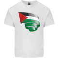Curled Palestine Flag Palestinian Day Football Kids T-Shirt Childrens White