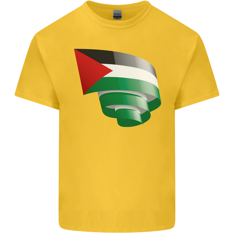 Curled Palestine Flag Palestinian Day Football Kids T-Shirt Childrens Yellow