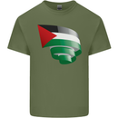 Curled Palestine Flag Palestinian Day Football Mens Cotton T-Shirt Tee Top Military Green