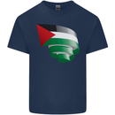 Curled Palestine Flag Palestinian Day Football Mens Cotton T-Shirt Tee Top Navy Blue