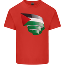 Curled Palestine Flag Palestinian Day Football Mens Cotton T-Shirt Tee Top Red
