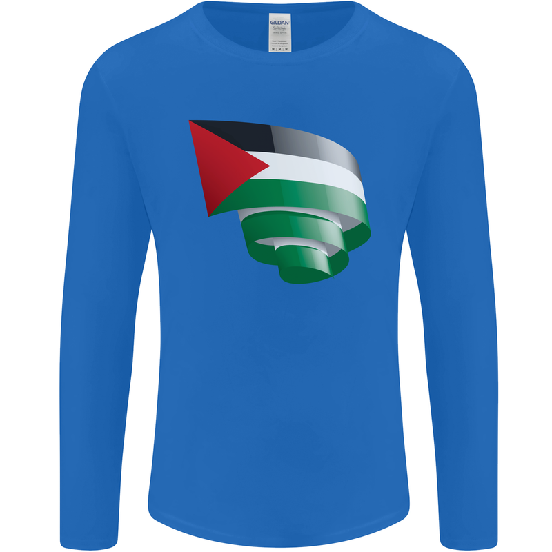 Curled Palestine Flag Palestinian Day Football Mens Long Sleeve T-Shirt Royal Blue